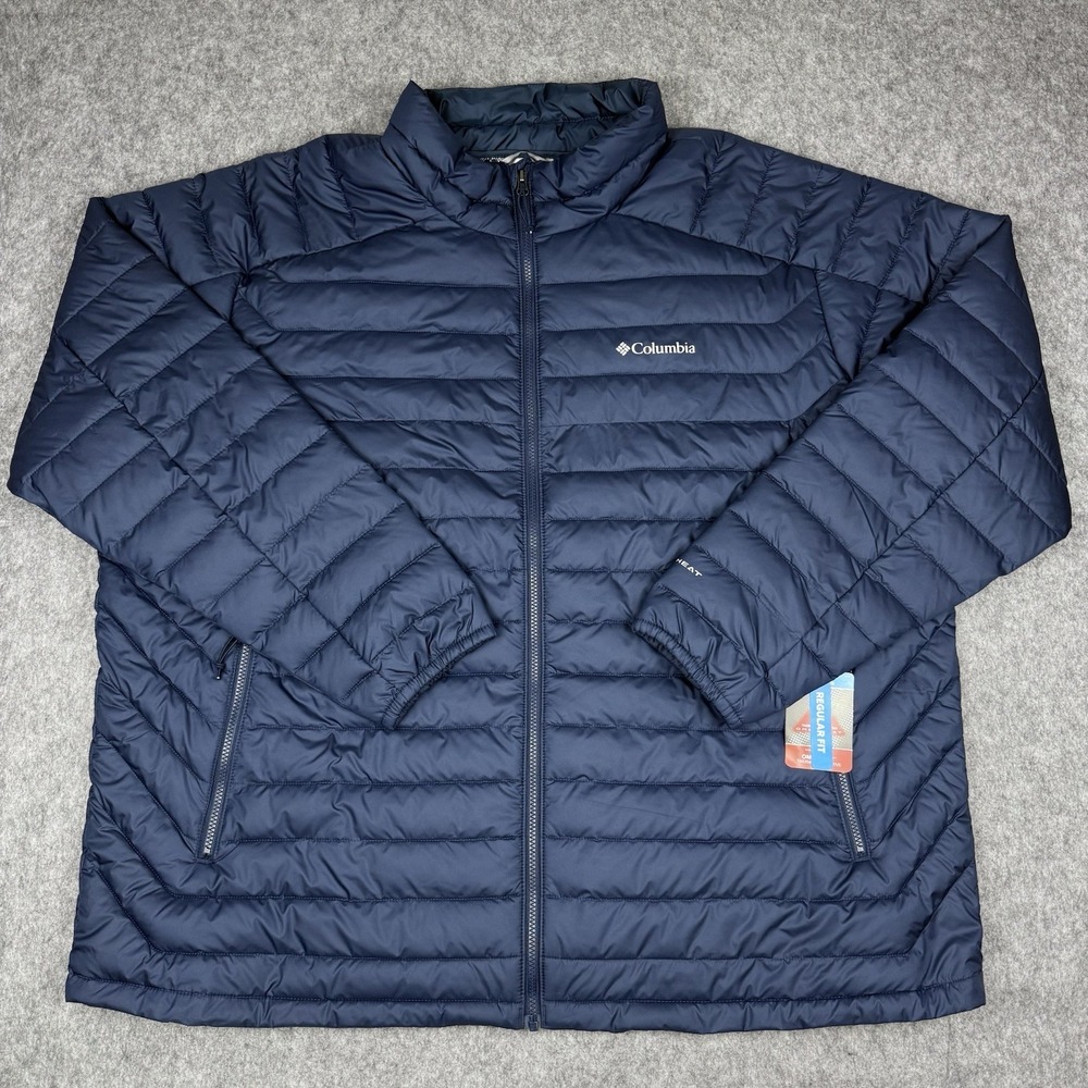 Columbia NWT White Out FS Mens 4X Blue Puffer Jacket Omni-Heat Thermal 4XL